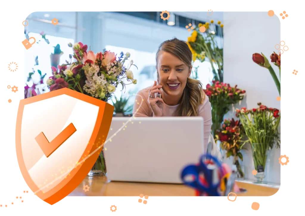 Small business owner protected by Cyber Lev cyber insurance
